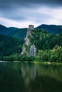 Ruins of the Strecno Castle and the Vah river in Slovakia