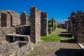 Ruins of the streets and houses in the ancient city of Pompeii