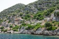 Ruins of sunken ancient city of Dolichiste on Kekova Island Royalty Free Stock Photo