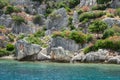 Ruins of sunken ancient city of Dolichiste on Kekova Island Royalty Free Stock Photo