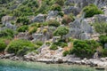 Ruins of sunken ancient city of Dolichiste on Kekova Island Royalty Free Stock Photo