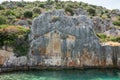 Ruins of sunken ancient city of Dolichiste on Kekova Island Royalty Free Stock Photo