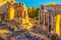 The Ruins of Taormina Theater at Sunset.