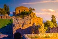 The Ruins of Taormina Theater at Sunset.