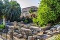 The ruins of the temple of Aphrodite in the square of Symi in the Old City. Rhodes, Greece Royalty Free Stock Photo