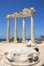 ruins of the Temple of Apollo in the ancient city of Side, Turkey Royalty Free Stock Photo