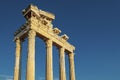 The ruins of the Temple of Apollo in ancient city of Side in Turkey against the blue sky Royalty Free Stock Photo