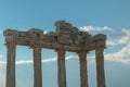 The ruins of the Temple of Apollo in ancient sity of Side in Turkey against the blue sky Royalty Free Stock Photo