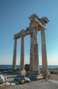 The ruins of the Temple of Apollo in ancient sity of Side in Turkey against the blue sky and sea Royalty Free Stock Photo