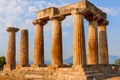 Ruins of the Temple of Apollo, Corinth. Peloponnese, Greece Royalty Free Stock Photo