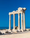 Ruins of the Temple of Apollo in Side in a summer day, Antalya, Turkey Royalty Free Stock Photo