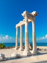 Ruins of the Temple of Apollo in Side in a summer day, Antalya, Turkey Royalty Free Stock Photo