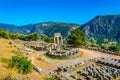 Ruins of temple of Athena Pronaia at Delphi, Greece Royalty Free Stock Photo