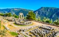 Ruins of temple of Athena Pronaia at Delphi, Greece Royalty Free Stock Photo