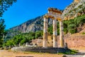 Ruins of temple of Athena Pronaia at Delphi, Greece Royalty Free Stock Photo