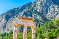 Ruins of temple of Athena Pronaia at Delphi, Greece Royalty Free Stock Photo