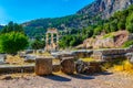 Ruins of temple of Athena Pronaia at Delphi, Greece Royalty Free Stock Photo