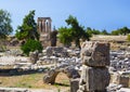 Ruins of temple in Corinth, Greece Royalty Free Stock Photo