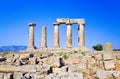 Ruins of temple in Corinth, Greece Royalty Free Stock Photo