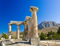 Ruins of temple in Corinth, Greece Royalty Free Stock Photo