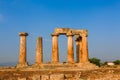 Ruins of temple in Corinth, Greece - archaeology background Royalty Free Stock Photo