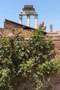 Ruins of Temple of Dioscuri at Roman Forum in city of Rome Royalty Free Stock Photo