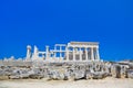 Ruins of temple on island Aegina, Greece Royalty Free Stock Photo