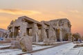 Ruins of the Temple of Kom Ombo in the Nile river at sunet, Egypt