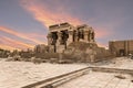 Ruins of the Temple of Kom Ombo in the Nile river at sunset, Egypt Royalty Free Stock Photo