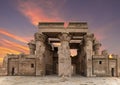 Ruins of the Temple of Kom Ombo in the Nile river at sunset, Egypt Royalty Free Stock Photo