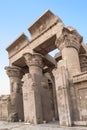 Ruins of the Temple of Kom Ombo in the Nile river at sunset, Egypt Royalty Free Stock Photo