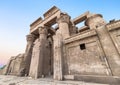 Ruins of the Temple of Kom Ombo in the Nile river at sunset, Egypt Royalty Free Stock Photo