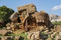 The ruins of the Temple of Olympian Zeus in the Valley of the Temples, in Acragas, an ancient Greek city in Sicily, Italy. Royalty Free Stock Photo