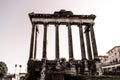 Ruins of Temple of Saturn located against cloudless sky in roman forum in Rome, Italy Royalty Free Stock Photo