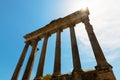 Ruins of the Temple of Saturn in the Roman Forum in Rome Royalty Free Stock Photo