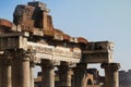 Ruins of the Temple of Saturn in the Roman Forum in Rome, Italy Royalty Free Stock Photo