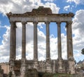 The ruins of the temple of Saturn, Rome, Italy. Royalty Free Stock Photo