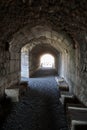 Ruins of the Temple of Telesphorus with stone archs in Sanctuary of Asclepius of ancient city Pergamon, Turkey