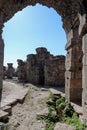 Ruins of the Temple of Telesphorus with stone archs in Sanctuary of Asclepius of ancient city Pergamon, Turkey