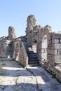 Ruins of the Temple of Telesphorus with stone archs in Sanctuary of Asclepius of ancient city Pergamon, Turkey
