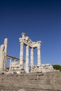 Ruins of the Temple of Trajan the ancient site of Pergamum-Pergamon. Izmir, Ancient Ruins of Pergamon Acropolis.