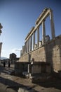 Ruins of the Temple of Trajan the ancient site of Pergamum (Pergamon). Izmir, Turkey. Ancient city column ruins. Royalty Free Stock Photo