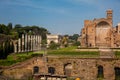 Ruins of the Temple of Venus and Roma located on the Velian Hill and Arch of Titus