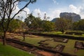 Ruins on top of Sigiriya Lion`s rock palace and fortress.Sri Lanka Royalty Free Stock Photo