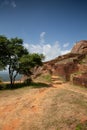 Ruins on top of Sigiriya Lion`s rock palace and fortress.Sri Lanka Royalty Free Stock Photo