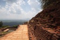 Ruins on top of Sigiriya Lion`s rock palace and fortress.Sri Lanka Royalty Free Stock Photo