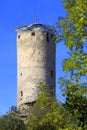 Ruins and tower of medieval XIV century Cracow Bishops Castle in town of Ilza, Poland