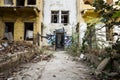 Ruins of a traditional lebanese house with graffiti in Beirut, Lebanon