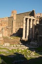 Ruins of Trajan Markets, built in 2nd century AD by Apollodorus of Damascus in Ancient Rome. Italy Royalty Free Stock Photo