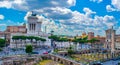 Ruins of Trajan's Forum in Rome, Italy provide magnificient view of vittoriano monument standing nearby....IMAGE Royalty Free Stock Photo